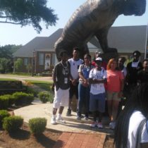 In front of the Grambling Tiger.  College Tour 2016.